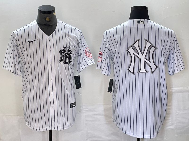 Men New York Yankees Blank White Stripe Second generation joint name Nike 2024 MLB Jersey style 10